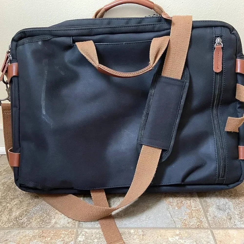 Men's Black Convertible Backpack fits 17.3 Inch Laptop